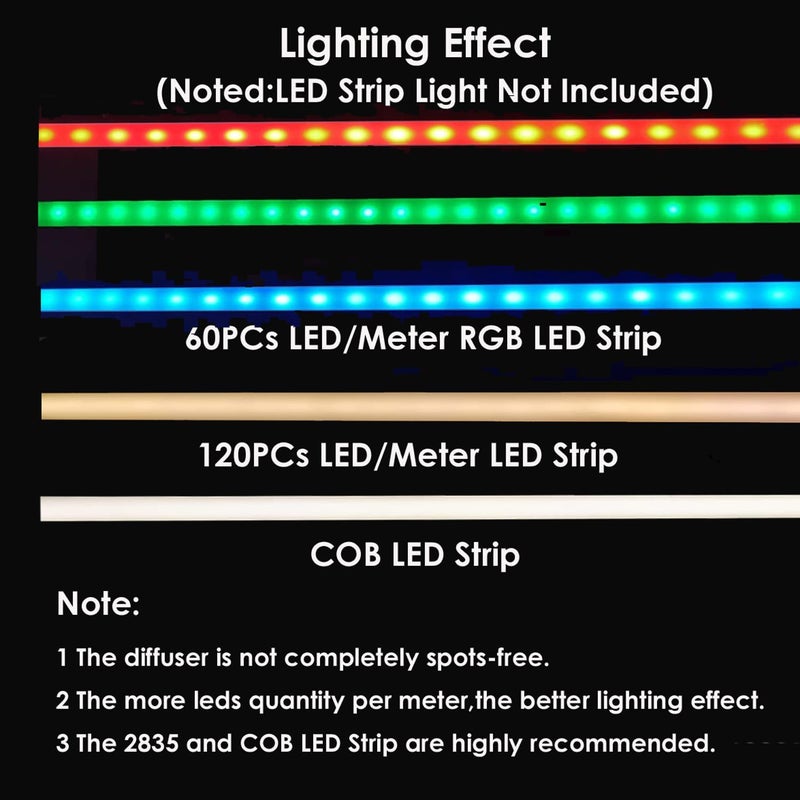 Besseto 10Pack 6.6Ft/2M White LED Aluminum Channel,LED Strip Light Diffuser Aluminum Channel Profile Housing Extrusion for Under Cabinet Counter and Stairs (White-10Pack 6.6ft) - Image 3